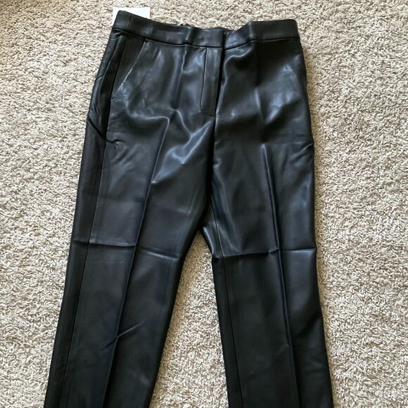 J. Crew Pants - j.crew kate straight-leg pant in faux leather. size: 12. color: black